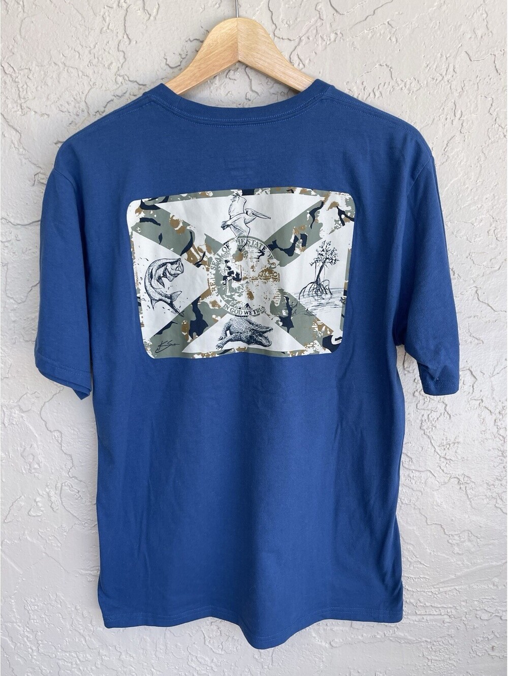 Huk Fishing Mens T-shirt Short Sleeve Cotton Seal Of Florida Graphic Medium.